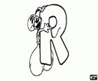 Letter R with the mischievous little mouse