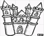 Puzzle of castle with four towers and the door closed