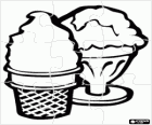 Puzzle of two ice cream, one in a cup and the other in a glass cup