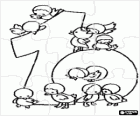 Puzzle of number 10 with ten small birds