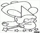 Puzzle of small fairy flying with magic wand in his hand