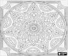 Puzzle of mandala with circles in the form of star or flower in a square