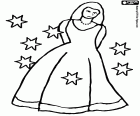 Princess with a long dress and surrounded by stars