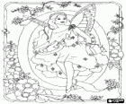 Letter Q with a fairy and surrounded by flowers