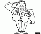 The General W. R. Monger doing the military salute. A character of Monsters vs Aliens