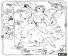 Letter L with a fairy and surrounded by flowers