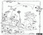 Letter G with a fairy with her magic wand, a fairy girl and surrounded by flowers