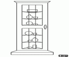 Display or glass cabinet with decorative objects, closed and glazed furniture