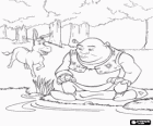 Donkey goes to console its friend Shrek who is very sad