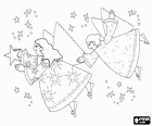 Christmas angels playing with the stars