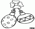 Christmas balls or christmas baubles tied with a ribbon