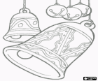 Christmas bells with geometric decorations and jingle bells