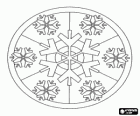 Christmas mandala with ice crystals that form snowflakes