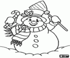 Snowman happy and very elegant in Christmas