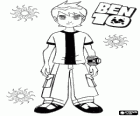 Ben 10 and the Omnitrix, with three suns and the Ben 10's logo