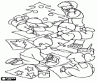 Group of children drawing and painting Christmas
