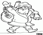Santa Claus waving and carrying the big bag of gifts