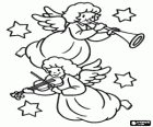 Musicians angels playing their instruments, a trumpet and a violin