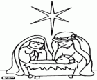 The Holy Family, Jesus, Mary and Joseph with the Star of Bethlehem