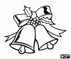 Christmas bells with ribbon and holly leaves