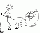 Christmas reindeer pulling a sleigh full of presents