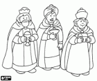 The Magi Melchior, Caspar and Balthasar with their gifts