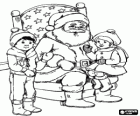 Children talking to Santa, the girl sitting on his lap