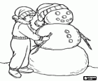Girl making a big snowman