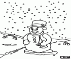 Snowman in a heavy snowfall