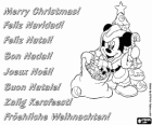 Christmas Card with Mickey Mouse dressed as Santa Claus