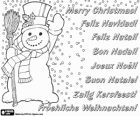 Christmas greeting card with snowman