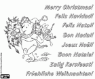 Christmas Card with Winnie the Pooh carrying a fir