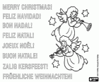 Christmas Greeting with two musical angels among the stars