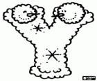 Letter Y made of snow and with two snowman heads