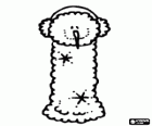 Letter I with the head of a snowman with earmuffs