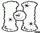 Letter H with a snowman in the center