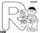 Letter R with Ernie pulling a rabbit out of hat. Sesame Street Alphabet