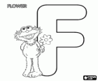 Letter F with Zoe and a flower
