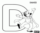 Letter D with Count Dracula dancing