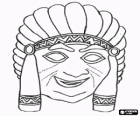 Indian head mask with feathers