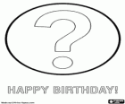 Birthday card with a big interrogation point and a big question