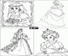 Cards for birthday party invitation with drawings of princesses