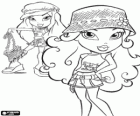 Two Bratz girls with hats, shorts and shirts for the summer
