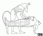 Anubis, the lord of the city of the dead, in charge of guiding the dead pharaoh's spirit to another world