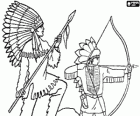 Indian chief with a spear looking like another Indian shot an arrow with the bow