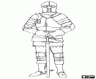 Medieval warrior in armor and sword