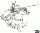 Knight launched a rapid attack against the enemy with the lance on horseback