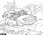 Dora and her friends in a small car through the jungle