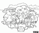 Dora with the soccer team formed by her friends
