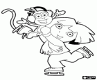 Dora ice skating with her friend Boots the Monkey